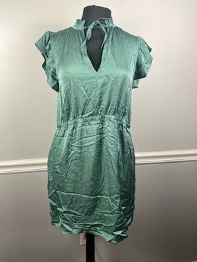 Melissa Nepton blue green satin dress size medium